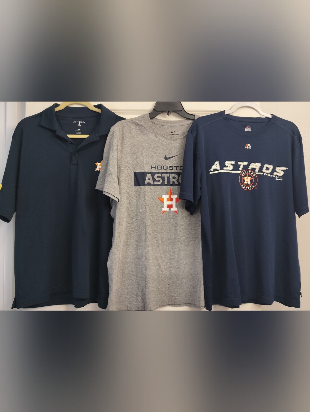 Lot of 3 Men’s Houston Astros Shirts (Nike, Antigua, Majestic) Sz M/L